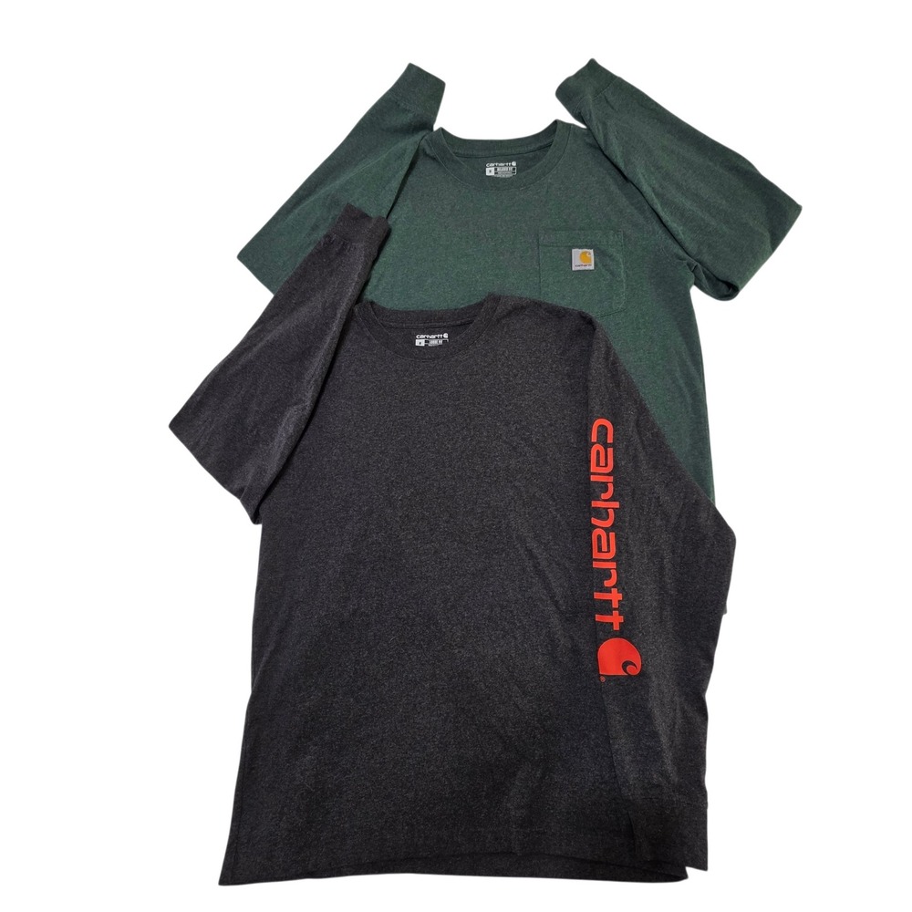 Carhartt Long Sleeve T-Shirt Bundle M‎ Gray Green Mens Graphic Pocket *READ*